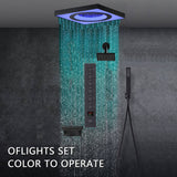 24" Flush Mount Rainfall Waterfall 6-Way Digital  Shower System with LED, Dual Regular Heads and Tub Spout