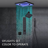 24" Flush Mount Rainfall Waterfall 6-Way Digital  Shower System with LED, Dual Regular Heads and Tub Spout