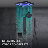 24" Flush Mount Rainfall Waterfall 6-Way Digital  Shower System with LED, Dual Regular Heads and Tub Spout