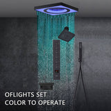24" Flush Mount Rainfall Waterfall 6-Way Digital  Shower System with LED, Dual Regular Heads and Tub Spout