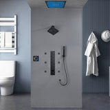 Flush Mount Shower Faucet Set with 6-Way Digital Thermostatic Control, 64-Color LED Lights