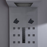 Flush mount 20 inch Rainfall Waterfall shower head 6 way Digital display thermostatic Shower Faucet with Dual Regular Heads and body jets