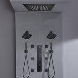 Flush mount 20 inch Rainfall shower head 6 way Digital display thermostatic Shower Faucet with Dual Regular Heads and Body Jets