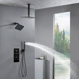 3 Way Thermal Digital Touchscreen Shower Faucet with regular head and rainfall head,Handle Shower