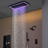 Matte Black or Brushed Gold or Brushed Nickel 16 x 8 inch rainfall Flush mount  Shower Head 3-Way digital display touch panel Shower Faucet with 6'' regular head