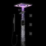 24" Flush LED Mount Rainfall Waterfall 6-Way Touch control Shower System With Regular Head and 3 Body Jets