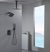 Matte black wall mount 6inch regular high water pressure shower head ceiling mount 16inch or 12 inch rainfall shower head 3 way thermostatic shower system