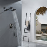 Brushed Gold Or Brushed Nickel or Matte Black or chrome or oil rubber bronze 3-Way Thermostatic Shower Valve System with Dual Regular Heads - Simultaneous or Separate Functionality