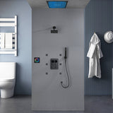 Flush Mount Shower Faucet Set with 4-Way Digital Thermostatic Control, 64-Color LED Lights