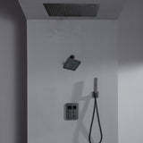24 inch flush mount rainfall waterfall shower head 4 way thermostatic shower faucet with handle wand and regular head