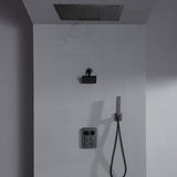 24 inch flush mount rainfall waterfall shower head 4 way thermostatic shower faucet with handle wand and regular head