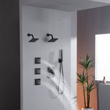 Dual Regular Heads with 4-Way Thermostatic Faucet and  Handle Shower and Body Jets
