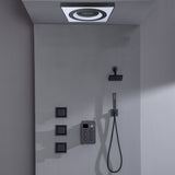 24" Flush Mount Shower Head with 6-Way Digital Faucet, 6" Regular Head, Body Jets