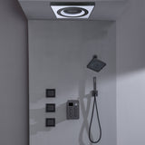 24" Flush Mount Shower Head with 6-Way Digital Faucet, 6" Regular Head, Body Jets