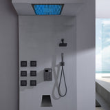 Flush Mount Bluetooth Music 64 LED Light Shower Head with 6-Way Digital Faucet, 6" Regular Head, 6 Body Jets  and Tub Spout