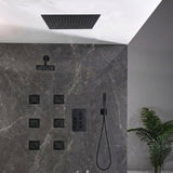 16 inch  flush-mount rainfall waterfall shower systems 6 way thermostatic valve with 6 body jets