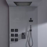 Bluetooth Music LED 6-Way Digital Thermostatic Shower  System with Waterfall,6 Body Jets, Regular Head