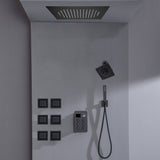 Bluetooth Music LED 6-Way Digital Thermostatic Shower  System with Waterfall,6 Body Jets, Regular Head