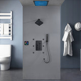 Flush Mount Shower Faucet Set with 6-Way Digital Thermostatic Control, 64-Color LED Lights