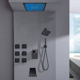 Flush Mount Bluetooth Music 64 LED Light Shower Head with 6-Way Digital Faucet, 6" Regular Head, 6 Body Jets  and Tub Spout