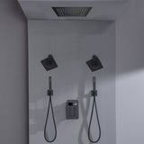 16-inch Bluetooth Music LED 6-Way Digital Thermostatic Shower  System with Waterfall,Dual Handle Wands, Regular Head