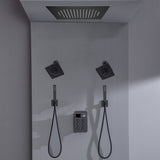 20-inch Bluetooth Music LED 6-Way Digital Thermostatic Shower  System with Waterfall,Dual Handle Wands, Regular Head