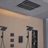 Flush Mount 16 X 16 inch or 32 x 8 inch Rainfall  64 LED Light Shower Head with 6-Way Thermostatic Faucet, Body Jets, and High-Pressure Dual Regular Heads