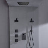 16-inch Bluetooth Music LED 6-Way Digital Thermostatic Shower  System with Waterfall,3 Body Jets, Regular Head