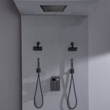 16-inch Bluetooth Music LED 6-Way Digital Thermostatic Shower  System with Waterfall,Dual Handle Wands, Regular Head