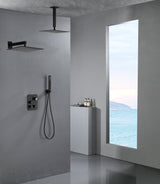 matte black wall mount rainfall shower head ceiling mount rainfall shower head 3 way thermostatic shower faucet each function work all together and separately