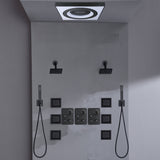 24" Flush Mount Shower Head with 9-Way Digital Faucet, Dual 6" Regular Heads, 6 Body Jets and Dual Handle Wands