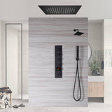 20-Inch Flush-Mount Rainfall and Waterfall Shower System: 4-Way Thermostatic Control, 64-Color LED Lights, Bluetooth Music, Optional Digital Display, and Regular Head