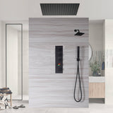 Matte Black Flush Mounted 20" or 24" Rain Head Shower with 3-Way Thermostatic System
