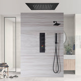 Matte Black Flush Mounted 20" or 24" Rain Head Shower with 3-Way Thermostatic System