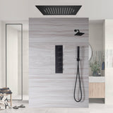 20-Inch Flush-Mount Rainfall and Waterfall Shower System: 4-Way Thermostatic Control, 64-Color LED Lights, Bluetooth Music, Optional Digital Display, and Regular Head