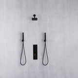 Matte Black 6-Inch Wall Mounted Shower Head with 3-Way Thermostatic Shower Faucet and Dual Handle Control