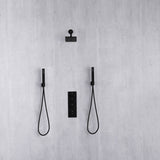 Matte Black 6-Inch Wall Mounted Shower Head with 3-Way Thermostatic Shower Faucet and Dual Handle Control