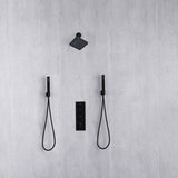 Matte Black 6-Inch Wall Mounted Shower Head with 3-Way Thermostatic Shower Faucet and Dual Handle Control