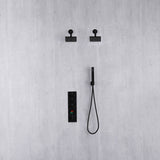 Matte Black wall mounted dual regular shower head 3 way thermostatic shower faucet