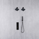 Matte Black wall mounted dual regular shower head 3 way thermostatic shower faucet