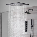 waterfall rainfall 20'' or 24'' Flush or ceiling mounted matte Black 4 way Digital display thermostatic shower faucets With regular head