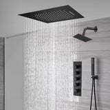 waterfall rainfall 20'' or 24'' Flush or ceiling mounted matte Black 4 way Digital display thermostatic shower faucets With regular head