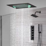 waterfall rainfall 20'' or 24'' Flush or ceiling mounted matte Black 4 way Digital display thermostatic shower faucets With regular head