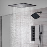 waterfall rainfall 20'' or 24'' Flush or ceiling mounted matte Black 4 way Digital display thermostatic shower faucets With regular head