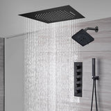 waterfall rainfall 20'' or 24'' Flush or ceiling mounted matte Black 4 way Digital display thermostatic shower faucets With regular head