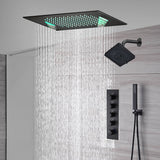 waterfall rainfall 20'' or 24'' Flush or ceiling mounted matte Black 4 way Digital display thermostatic shower faucets With regular head