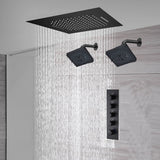 waterfall rainfall 20'' or 24'' Flush or ceiling mounted matte Black 4 way Digital display thermostatic shower faucets With regular head
