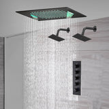 waterfall rainfall 20'' or 24'' Flush or ceiling mounted matte Black 4 way Digital display thermostatic shower faucets With regular head