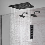 waterfall rainfall 20'' or 24'' Flush or ceiling mounted matte Black 4 way Digital display thermostatic shower faucets With regular head