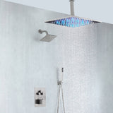 Brushed nickel rainfall shower head high pressure shower head 3 way thermostatic valve shower heads systems each function work at the same time and separately